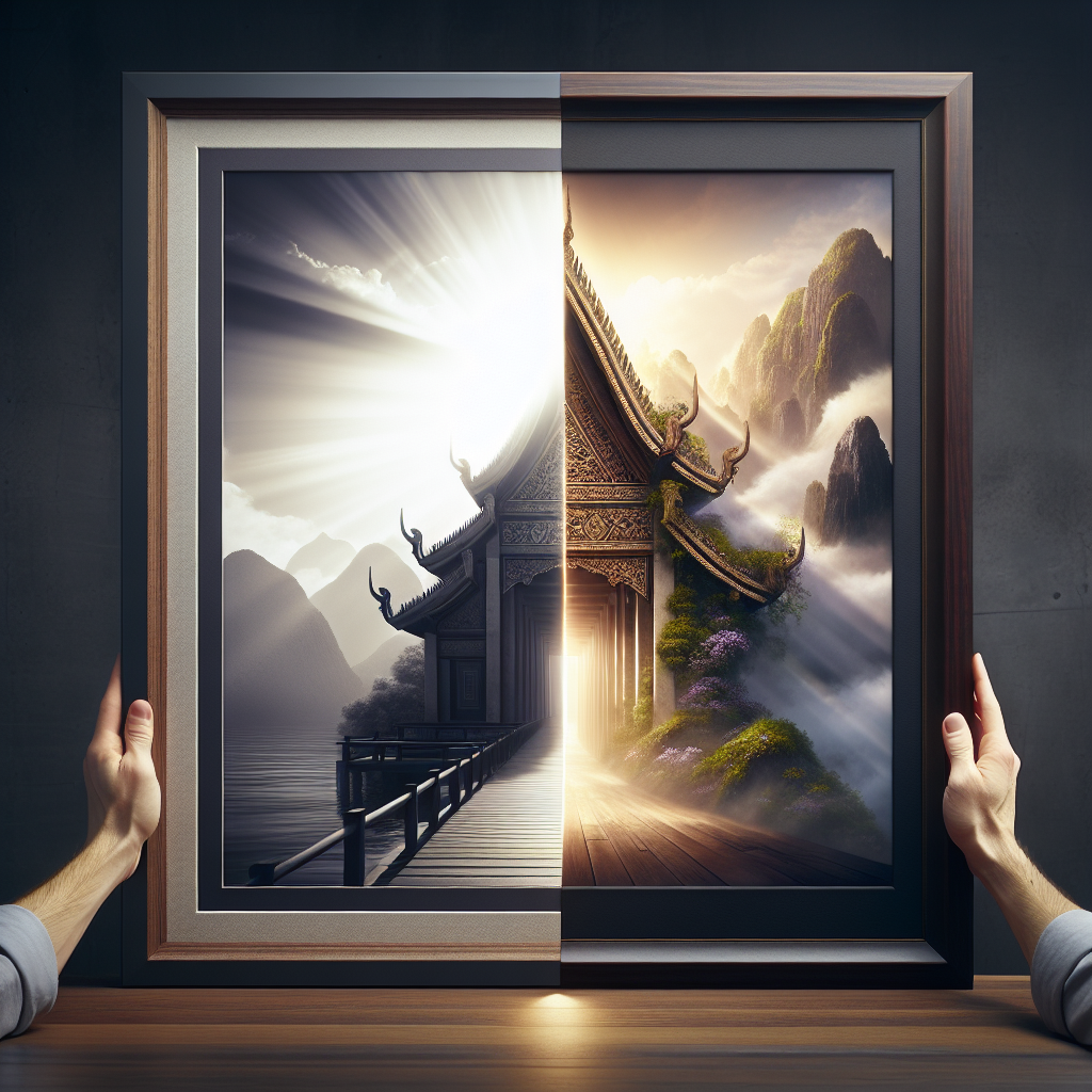 Before and after artwork framing comparison